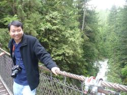David on the Lynn Canyon Suspension Bridge in Vancouver.jpg
