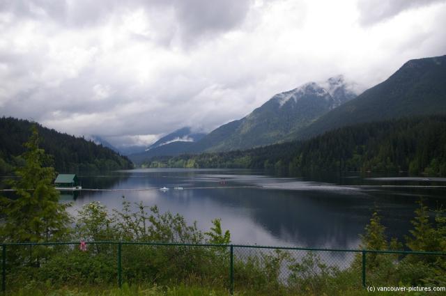 Hills and the clean water reservoir at Cleveland Dam in Vancouver.jpg