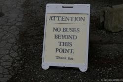 No Buses Beyond This point sign at Lynn Canyon Park in Vancouver.jpg