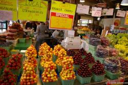 Rainier cherries and strawberries at Granville Village Market in Vancouver.jpg