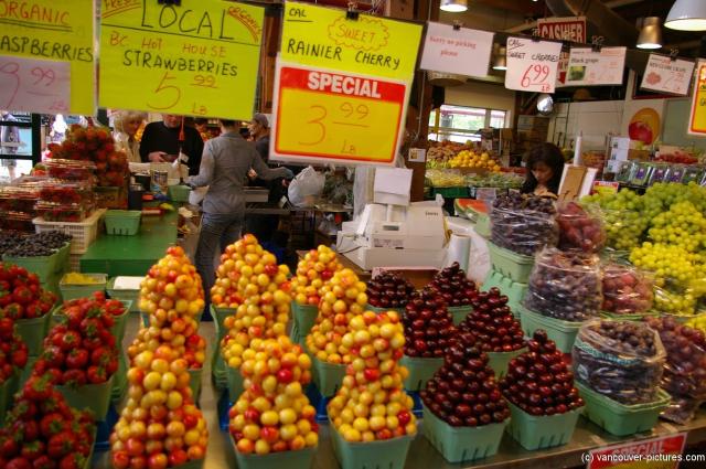 Rainier cherries and strawberries at Granville Village Market in Vancouver.jpg