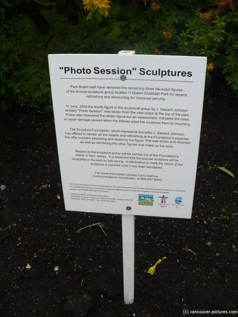 Sign regarding Photo Session Sculptures in Queen Elizabeth Park of Vancouver.jpg